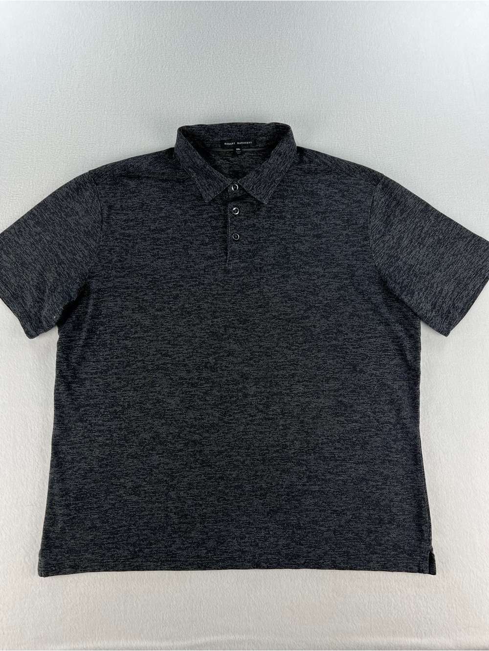 Robert Barakett Mens Payne Space Dye Jaquared Black Charcoal Polo Slim Size XXL